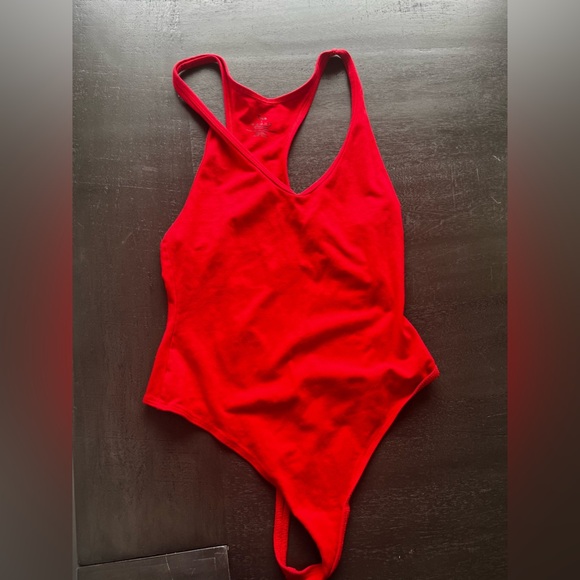 Aritzia Tops - Aritzia TNA Womens Size S Red Sleeveless Bodysuit V Neck
